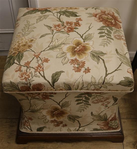 An upholstered square ottoman, W.53cm